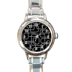 Black And Gray Decorative Design Round Italian Charm Watch by Valentinaart