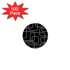 Black And Gray Decorative Design 1  Mini Buttons (100 Pack) 