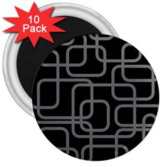 Black And Gray Decorative Design 3  Magnets (10 Pack) 