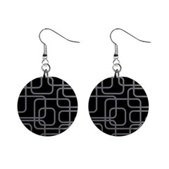 Black And Gray Decorative Design Mini Button Earrings