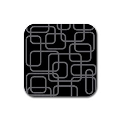 Black And Gray Decorative Design Rubber Coaster (square)  by Valentinaart