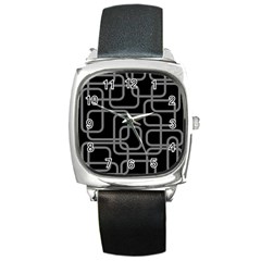 Black And Gray Decorative Design Square Metal Watch by Valentinaart