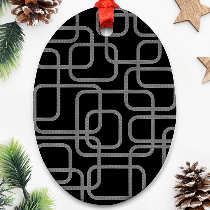 Black and gray decorative design Oval Ornament (Two Sides)