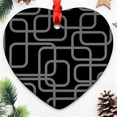 Black And Gray Decorative Design Heart Ornament (2 Sides) by Valentinaart