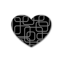 Black And Gray Decorative Design Rubber Coaster (heart)  by Valentinaart