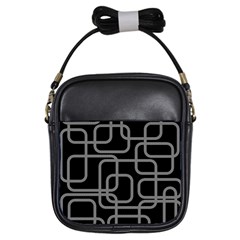 Black And Gray Decorative Design Girls Sling Bags