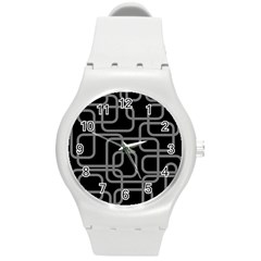 Black And Gray Decorative Design Round Plastic Sport Watch (m) by Valentinaart