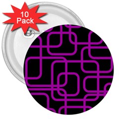 Purple And Black Elegant Design 3  Buttons (10 Pack) 