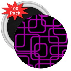 Purple And Black Elegant Design 3  Magnets (100 Pack)