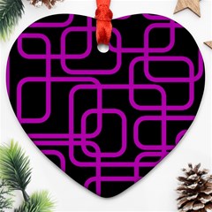 Purple And Black Elegant Design Heart Ornament (2 Sides) by Valentinaart