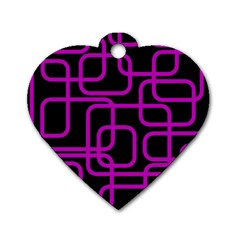 Purple And Black Elegant Design Dog Tag Heart (two Sides)