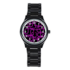 Purple And Black Elegant Design Stainless Steel Round Watch