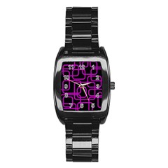 Purple And Black Elegant Design Stainless Steel Barrel Watch by Valentinaart