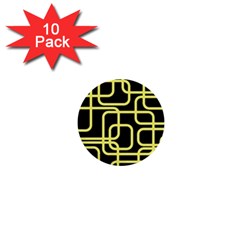 Yellow And Black Decorative Design 1  Mini Buttons (10 Pack) 