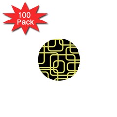 Yellow And Black Decorative Design 1  Mini Buttons (100 Pack)  by Valentinaart