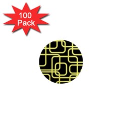 Yellow And Black Decorative Design 1  Mini Magnets (100 Pack)  by Valentinaart