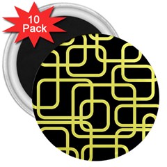 Yellow And Black Decorative Design 3  Magnets (10 Pack)  by Valentinaart