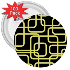 Yellow And Black Decorative Design 3  Buttons (100 Pack) 