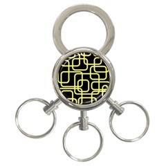 Yellow And Black Decorative Design 3-ring Key Chains