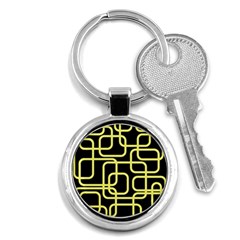 Yellow And Black Decorative Design Key Chains (round) 