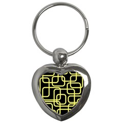 Yellow And Black Decorative Design Key Chains (heart)  by Valentinaart