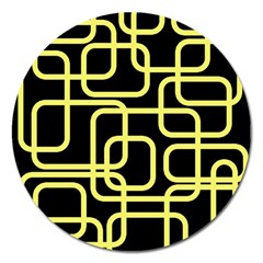 Yellow And Black Decorative Design Magnet 5  (round)