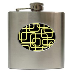 Yellow And Black Decorative Design Hip Flask (6 Oz)