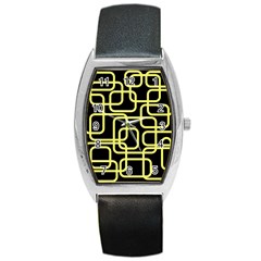 Yellow And Black Decorative Design Barrel Style Metal Watch