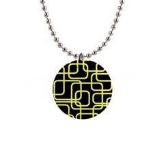 Yellow And Black Decorative Design Button Necklaces