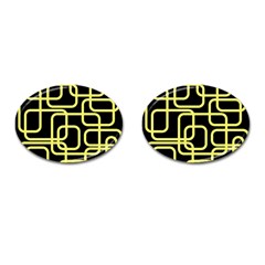 Yellow And Black Decorative Design Cufflinks (oval)