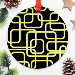 Yellow And Black Decorative Design Round Ornament (two Sides) 