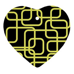 Yellow And Black Decorative Design Heart Ornament (2 Sides)