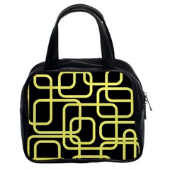 Yellow And Black Decorative Design Classic Handbags (2 Sides)