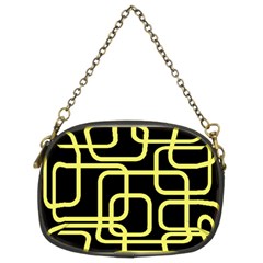 Yellow And Black Decorative Design Chain Purses (two Sides) 