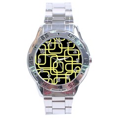 Yellow And Black Decorative Design Stainless Steel Analogue Watch