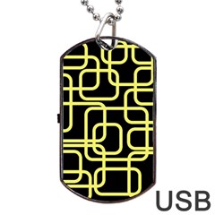 Yellow And Black Decorative Design Dog Tag Usb Flash (one Side) by Valentinaart