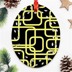 Yellow And Black Decorative Design Oval Filigree Ornament (2-side)  by Valentinaart