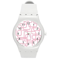 Pink Elegant Design Round Plastic Sport Watch (m)