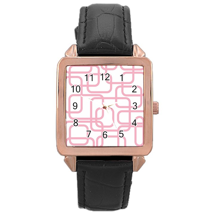 Pink elegant design Rose Gold Leather Watch 