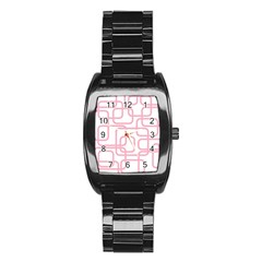 Pink Elegant Design Stainless Steel Barrel Watch by Valentinaart