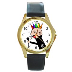 Punker  Round Gold Metal Watch