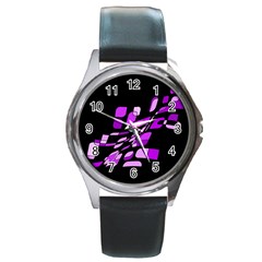 Purple Decorative Abstraction Round Metal Watch