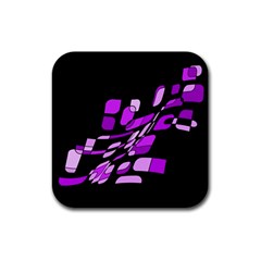 Purple Decorative Abstraction Rubber Coaster (square) 