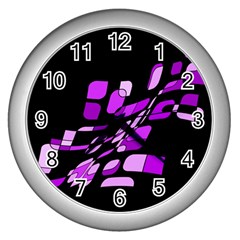 Purple Decorative Abstraction Wall Clocks (silver) 