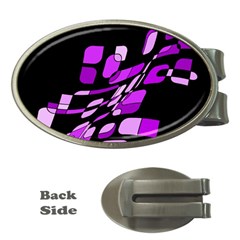 Purple Decorative Abstraction Money Clips (oval)  by Valentinaart