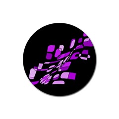 Purple Decorative Abstraction Rubber Round Coaster (4 Pack) 