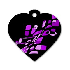 Purple Decorative Abstraction Dog Tag Heart (two Sides)