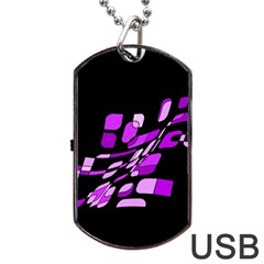 Purple Decorative Abstraction Dog Tag Usb Flash (two Sides) 