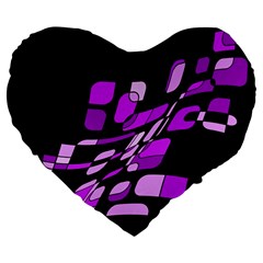 Purple Decorative Abstraction Large 19  Premium Heart Shape Cushions