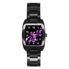 Purple Decorative Abstraction Stainless Steel Barrel Watch